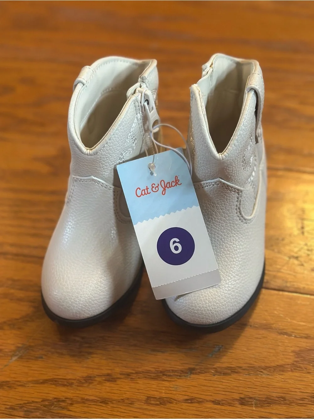 Cat & Jack White Faux Leather Toddler Western Booties